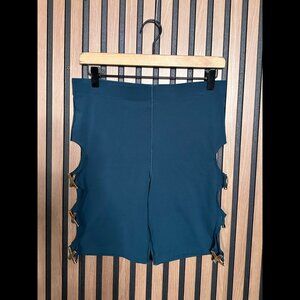 Savage x Fenty Biker Shorts XL Womens Blue Teal Cut Out Sport 7" Inseam